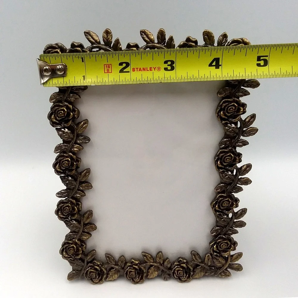 Rose Floral‎ Picture Frame Bronze Finish Photo Display Tabletop Decor 4.75x6.5